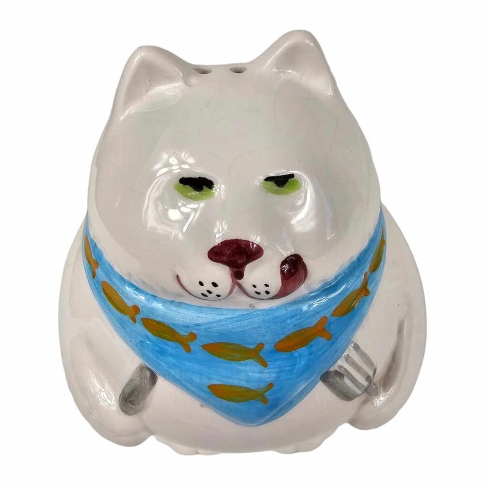 Vintage Fat Cat Salt and Pepper Shakers Set 1992 Home Etc by Clay Art - Picture 6 of 9
